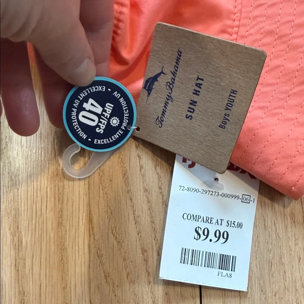 Tommy Bahama Bright Coral Bucket Sun Hat Boys/Youth New